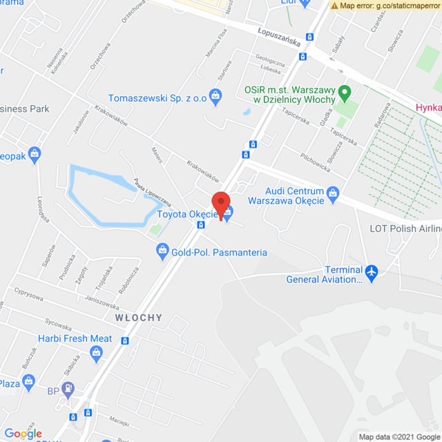 Lokalizacja Toyota Warszawa Okęcie