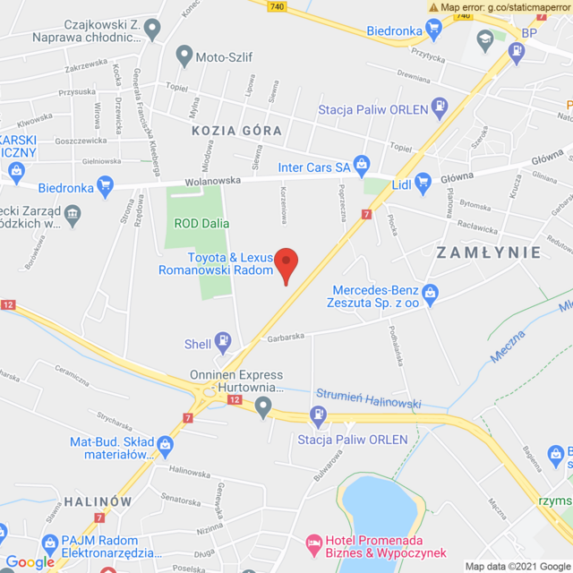 Lokalizacja Toyota Romanowski Radom