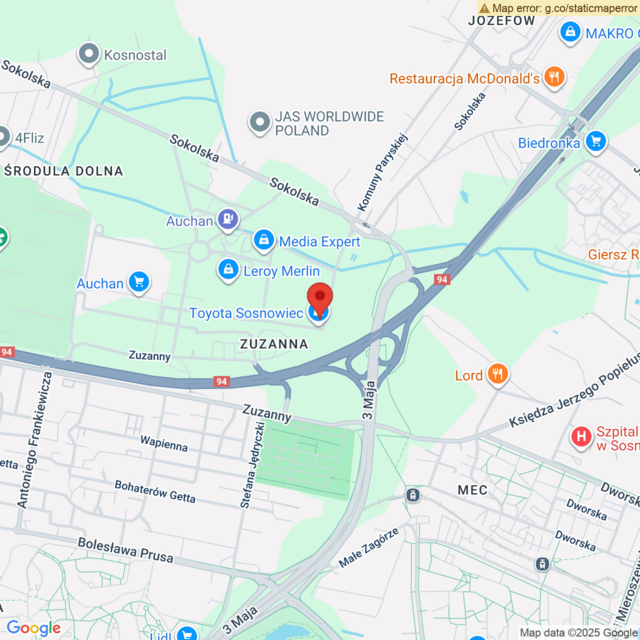Lokalizacja Toyota Sosnowiec 