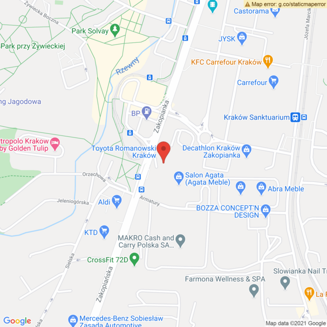 Lokalizacja Toyota Romanowski Kraków - Zakopiańska 68