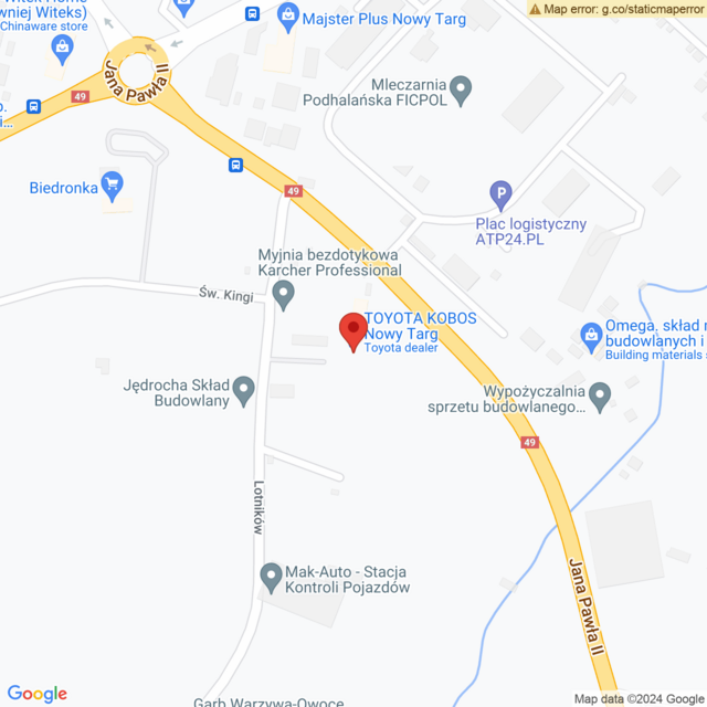 Lokalizacja Toyota Kobos Nowy Targ