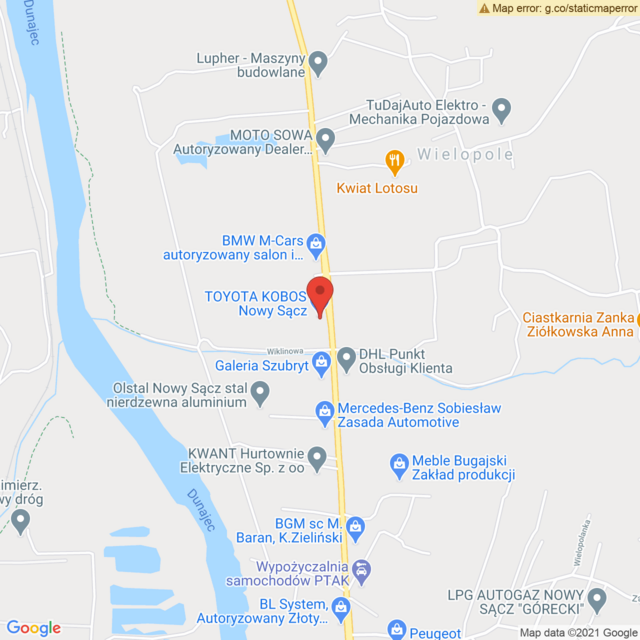 Lokalizacja Toyota Kobos Nowy Sącz